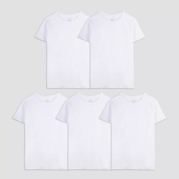 Fruit of the Loom Boys 5 Pack T-Shirts White L NEW - Picture 1 of 3